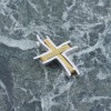 Cross 18K wire design with curves in yellow and white gold, 2676.
