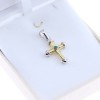 18K white and yellow gold cross with emerald, 2709.