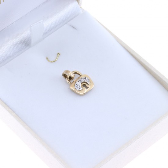 Μενταγιόν λουκέτο 14 Κ σε κίτρινο χρυσό με zircon, 2711.