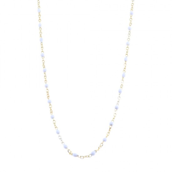 Silver necklace with small balls in white, goldplated, 2712.
