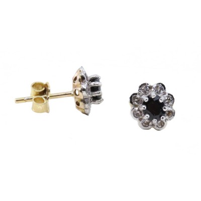 14K white and yellow gold rosette earrings with zircon, 2880.