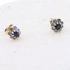 14K white and yellow gold rosette earrings with zircon, 2880.