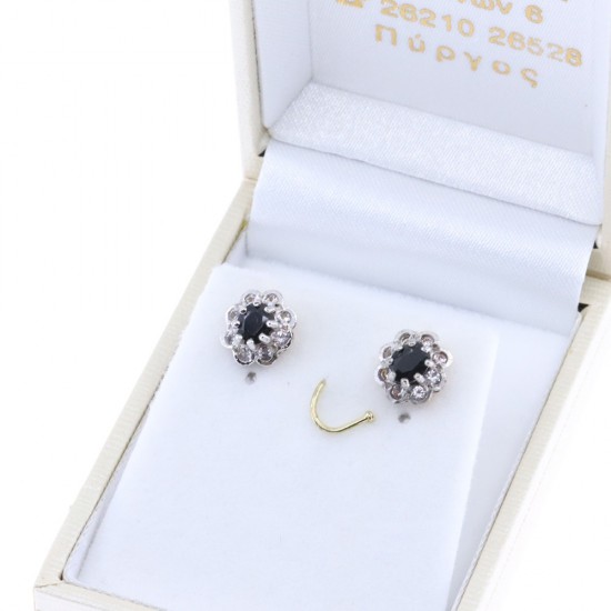 14K white and yellow gold rosette earrings with zircon, 2880.