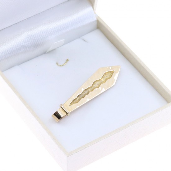 14K yellow gold hammered and scalloped tie clip, 2894.