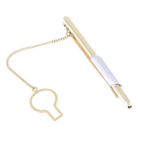 Tie clip in 14 K yellow and white gold with matte details, 2896.