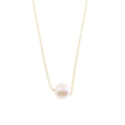 Necklace silver 925° gold-plated with  faux pearl, 2906.