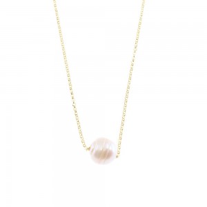 Necklace silver 925° gold-plated with  faux pearl, 2906.