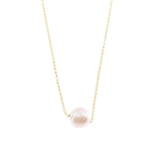 Necklace silver 925° gold-plated with  faux pearl, 2906.