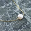 Necklace silver 925° gold-plated with  faux pearl, 2906.