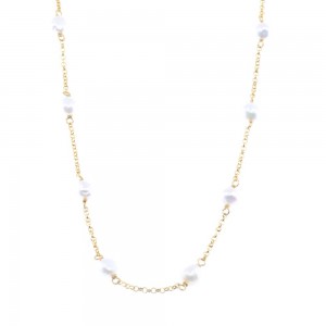 Necklace with faux pearls silver 925° gold-plated, 2907.