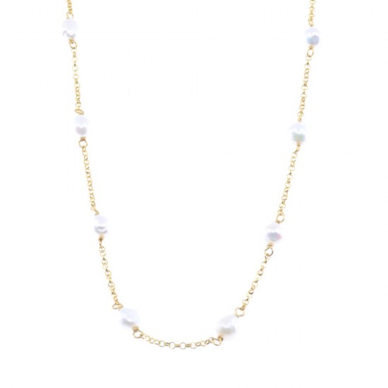 Necklace with faux pearls silver 925° gold-plated, 2907.