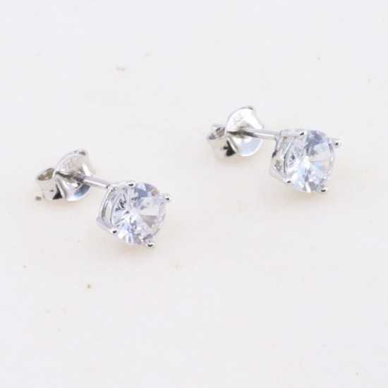 Μονόπετρα ασημένια σκουλαρίκια με zircon, 2967.