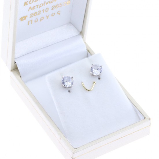 Μονόπετρα ασημένια σκουλαρίκια με zircon, 2967.