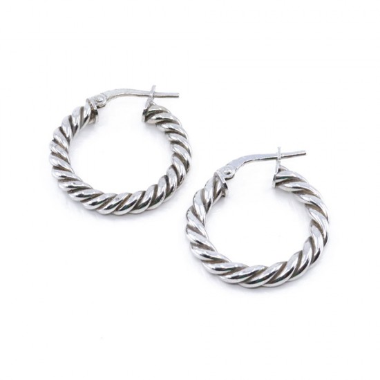 Twisted silver hoops in 15mm, 2914.