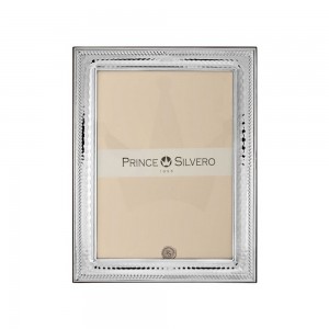 Prince Silvero frame striated design outside with 925° silver, 9x13 cm, MA/S423WD.