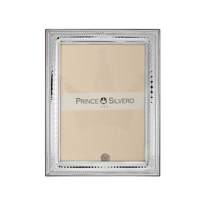 Prince Silvero frame striated design outside with 925° silver, 9x13 cm, MA/S423WD.