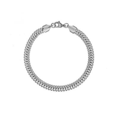 Bracelet with two rows of chain made of stainless steel in silver colour, B-1131-03-55.
