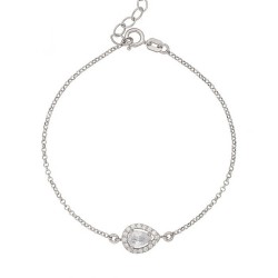 Excite Fashion Jewellery bracelet, rosette, drop design with white cubic zirconia, made of plated sterling silver, B-46-AS-S-79.