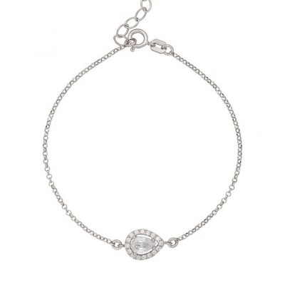 Excite Fashion Jewellery bracelet, rosette, drop design with white cubic zirconia, made of plated sterling silver, B-46-AS-S-79.