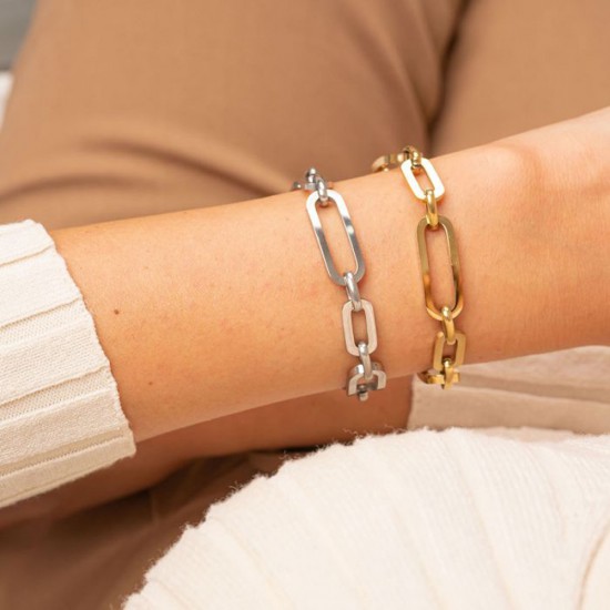 Excite fashion jewelery gold plated stainless steel interchangeable link chain bracelet, B-YH2004A-G-75, 2862.