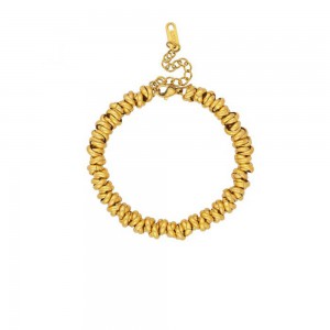 Βραχιόλι αλυσίδα excite fashion jewellery με χιαστί κρίκους από επιχρυσωμένο ανοξείδωτο ατσάλι, B-YH2218A-G-75, 2864.