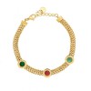 Excite fashion jewellery double chain stainless steel gourmet bracelet with crystals, B-YH513A-COLORFUL-G-65, 2863.