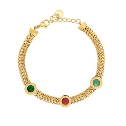 Βραχιόλι από την excite fashion jewellery διπλή αλυσίδα κουρμέτ από ανοξείδωτο ατσάλι με κρύσταλλα, B-YH513A-COLORFUL-G-65, 2863.