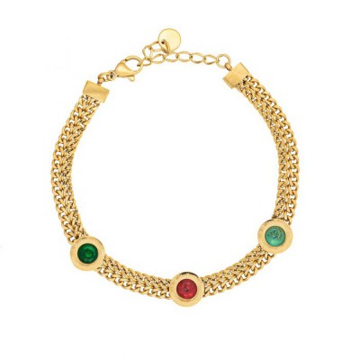 Βραχιόλι από την excite fashion jewellery διπλή αλυσίδα κουρμέτ από ανοξείδωτο ατσάλι με κρύσταλλα, B-YH513A-COLORFUL-G-65, 2863.