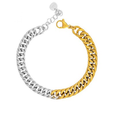 Bracelet from excite fashion jewellery half & half stainless steel in silver and gold color, B-YH668A-G-65, 2861.
