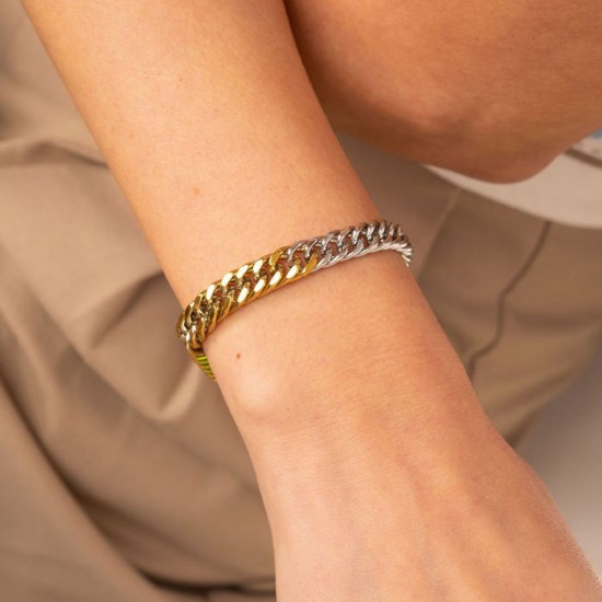 Bracelet from excite fashion jewellery half & half stainless steel in silver and gold color, B-YH668A-G-65, 2861.