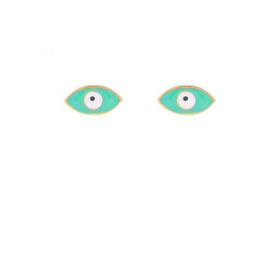 Earrings by excite fashion jewellery, turquoise and white enamel gold plated stainless steel studs, E003-TYRK-4, 2851.