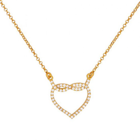 Heart necklace by Excite Fashion Jewellery featuring the infinity symbol and white cubic zirconia in gold plated sterling silver, K-115-AS-G-105.