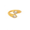 Κομψό δαχτυλίδι excite fashion jewellery, με λευκά ζιργκόν από ανοξείδωτο επιχρυσωμένο ατσάλι, R-YH1200A-WHITE-65.