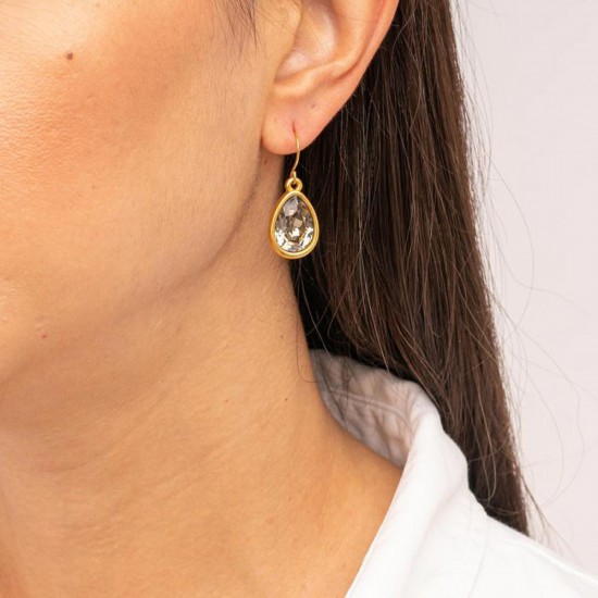 Handmade gold plated earrings Excite Fashion Jewellery with honey Swarovski crystal in drop shape, S-852-01-04-8.