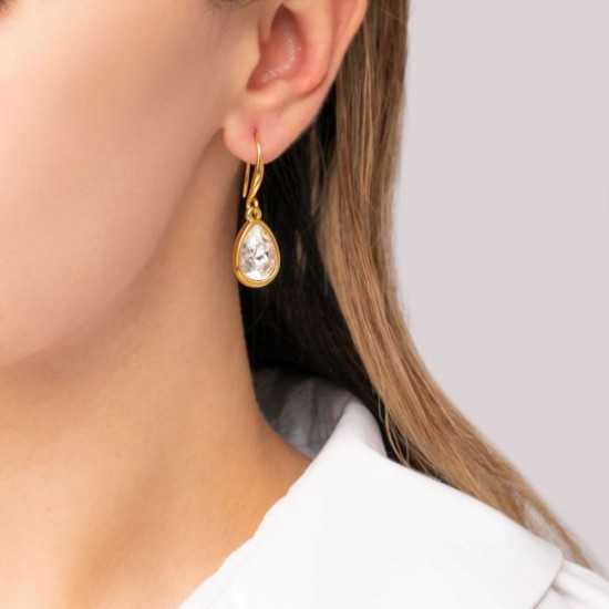 Χειροποίητα επιχρυσωμένα σκουλαρίκια Excite Fashion Jewellery με κρύσταλλα Swarovski, S-852-01-25-8.