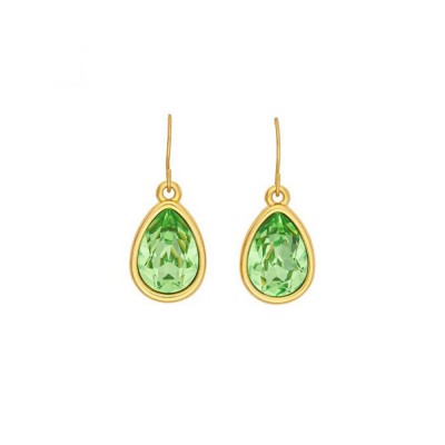Σκουλαρίκια Excite fashion jewellery σταγόνα από ανοξείδωτο επίχρυσο ατσάλι με πράσινο κρύσταλλο Swarovski, S-852-01-28-8.