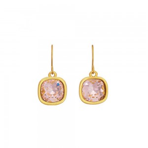 Excite fashion jewellery earrings made of stainless gold plated steel with nude Swarovski crystal, S-853-01-11-69.