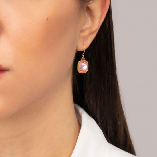 Excite fashion jewellery earrings made of stainless gold plated steel with nude Swarovski crystal, S-853-01-11-69.