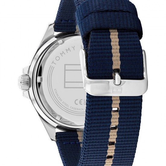 Tommy Hilfiger Logan ρολόι με υφασμάτινο μπλε λουράκι, 1792011.