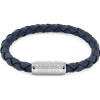 Tommy Hilfiger δερμάτινο πλεκτό βραχιόλι μπλε με logo και μαγνητικό κούμπωμα, 2790480.