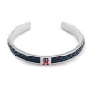 Tommy Hilfiger ατσάλινο βραχιόλι με πλεκτό μπλε δέρμα και logo, 2790490.