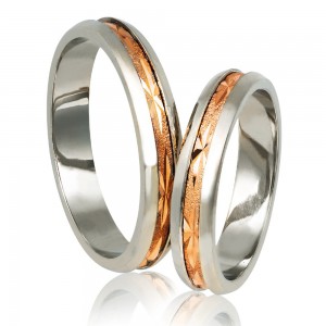 Stergiadis wedding rings 9K pink gold and silver 925° 4.30 mm (A723), 2790.