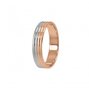 Stergiadis wedding rings 14K white and pink gold textured 5.00 mm (SAT7), 2838.