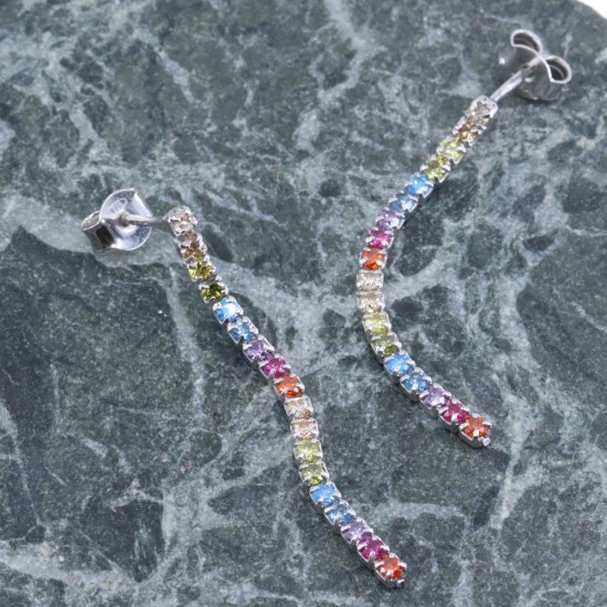 Rainbow dangling silver earrings, 2988.