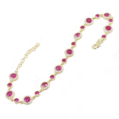Silver riviera bracelet with red and white zircons, 2989.