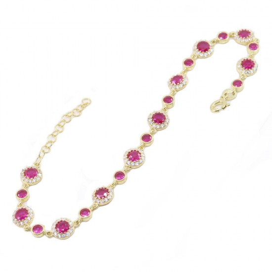 Silver riviera bracelet with red and white zircons, 2989.