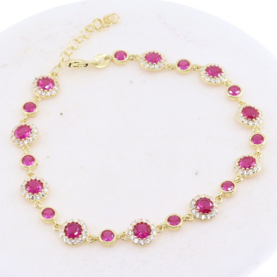 Silver riviera bracelet with red and white zircons, 2989.