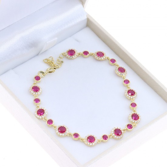 Silver riviera bracelet with red and white zircons, 2989.