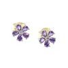 Daisy earrings with purple zircon in gold-plated silver, 2997.