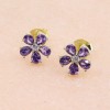 Daisy earrings with purple zircon in gold-plated silver, 2997.
